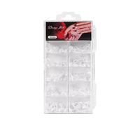 100/500Pcs White French Short Acrylic Nails Tips Crescented Shape For Salon And Home Manicures Multiple Sizes Included