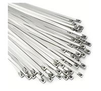 100/50Pcs Stainless Steel Cable Ties 4.6mm Heavy Duty Self-Locking Cable Zip Tie Multi-Purpose Metal Exhaust Wrap Locking Ties for Wires, Cables(50pcs,4.6x100mm)