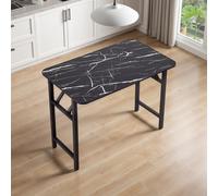 100*60cm Black Marble Pattern Folding Table w/ Double Spring Mechanism