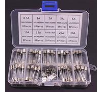 100/72pcs Car Fast-Blow Glass Fuses Car Glass Tube Fuses 0.2-20A 0.5-30A Assorted Kit for Car Light Inflator Vacuum Cleaner Protected circuits (Color : Silver)