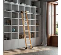 100-732cm Round Tube Track Kit with Braking Floor Wheels, Sliding Library Ladder Hardware Metal Roller System (No Ladder) - Black(Non-Telescopic,16ft/488cm Track kit)