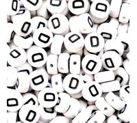 100 7mm White Flat Round Letter Alphabet Acrylic Beads Single Letters & Mixed (D)