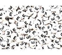 100 7mm White Flat Round Letter Alphabet Acrylic Beads Single Letters & Mixed (E)