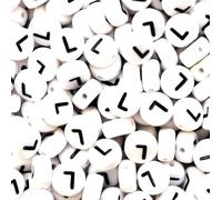 100 7mm White Flat Round Letter Alphabet Acrylic Beads Single Letters & Mixed (L)