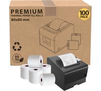 (100) 80 x 80mm thermal till rolls extra paper Smudge Free Till Rolls for PDQ Machines