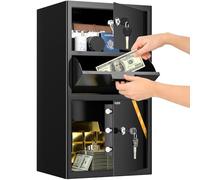 100.8L Large Depository Drop Safe for Business, Anti-Theft Safe Box with Quick Place Drop Slot, 2 Doors and 2 Spare Keys, Drop Safes for Business Retail Mail Church Home