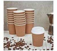 (100) 8oz Double Wall Takeaway Coffee Cups with Sip Lids