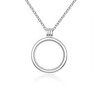 100% 925 Sterling Silver Floating Medium Pendant Necklaces Fit Petite Charms For Women Jewelry
