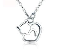 100% 925 Sterling Silver Lovely Cat Wonderful Women Pendant Necklace Luxury S925 Silver Jewelry
