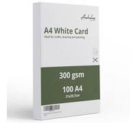 100 A4 White Cardstock 300 g/m² Thick | Pack of 100 Sheets 21 x 29.7 cm | Thick White Card | Satin Card for Printing, Cuting, Painting and Drawing
