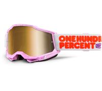 100% Accuri II Hundreds Motocross Goggles, white/hotpink