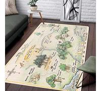 100 Acre Wood Map The Jungle Rug Carpet Area Rugs Shag Rug Modern Fluffy Living Room Outdoor for Boys Girls Kids Room Home Decor (Multi Color, 3' x 5')