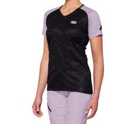100% Airmatic Black/Lavender Ladies Short Sleeve Bicycle Jersey, black/purple, size L