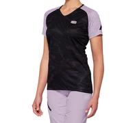 100% Airmatic Black/Lavender Ladies Short Sleeve Bicycle Jersey, black/purple, size M