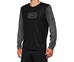 100% Airmatic Longsleeve Bicycle Jersey, black-grey, size S for Men