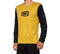 100% Airmatic Longsleeve Bicycle Jersey, black-yellow, size L for Men