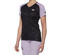 100% Airmatic Black/Lavender Ladies Short Sleeve Bicycle Jersey, black-purple, size XL for Women