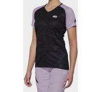 100% Airmatic Black/Lavender Ladies Short Sleeve Bicycle Jersey, black-purple, size M for Women