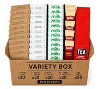 100 All-in-One Hot Drinks Bundle - 20 Instant Coffee Sachets, 20 Tea Bags, 20 Semi Skimmed Milk Sticks, 20 White & 20 Brown Sugar Sticks - 100 Individually Wrapped Portions for Home, Office & Travel