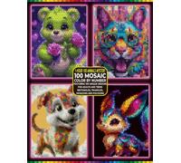 100 Animals Mystery Mosaic Color by Number: Hidden Animal Designs with Rectangles, Triangles, Hexagons and Polygons for Relaxation, Stress Relief and Mindful Coloring for Adults & Teens