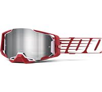 100% Armega Essential Chrome Motocross Goggles, red/white