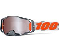 100% Armega HiPER Silver Motocross Goggles, grey/orange, One size