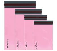 100 Assorted Mixed Pink Mailing Poly Postal Self Seal Bags 4 Sizes 25 from Each iSOUL Extra Small to Large Postage Packaging Assorted Mailers Posting Shipping Post Parcels Package Bags