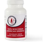 100% Authentic American Ginseng Capsules -500 mg. Potent Ground Ginseng Root - No Fillers, Binders or Other Additives (75)
