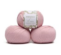 100% Baby Alpaca Yarn Wool Set of 3 Skeins DK Weight - Made in Peru - Heavenly Soft and Perfect for Knitting and Crocheting (Baby Pink, DK)