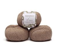 100% Baby Alpaca Yarn Wool Set of 3 Skeins Worsted Weight (Beige)