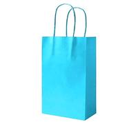 100 Baby Blue Party Bags Paper Bags With Handles Paper Gift Bag Paper Bag Carrier Bags Paper Bag Sweet Loot Celebrations Birthday Christmas Halloween Reinforced Twisted Handle (Baby Blue - 100 Bags)