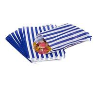 100 Bags - 5" x 7" Blue Candy Stripe Paper Sweet Bags | Premium Quality British Made | Wedding Birthday Party Confectionery Stall