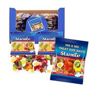 100 bags of 16g - Sweet Mini Bags Sweet Gift Party Bags With Bloomtide Thank You Card 100 mini Packs - Bulk Sweets Made For Haribos Star-Mix for Birthday Parties, Christmas, Halloween Party Treats