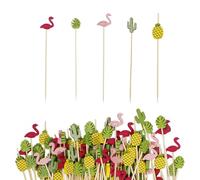 100 Bamboo Cocktail Sticks, Decorative Cactus Picks and Party Drinks, for Appetizers, Finger Foods, Party Toothpicks for Events and Gatherings