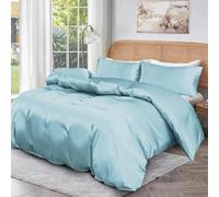 100% BAMBOO Duvet Cover Set 300TC Organic Hypoallergenic Bed Linen Breathable Natural Fabric Temperature Regulating Machine Washable & Sustainable Bedding [Duck Egg, King]