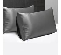 100% Bamboo Flat Bed Sheet Ultra Soft Eco-Friendly Breathable Moisture-Wicking Hypoallergenic Sustainable Bedding Bamboo Pillowcases Sold Separately [Grey, 2 Housewife Cases]