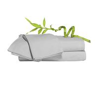 100% Bamboo Super Silky Soft Luxury 4 Piece Duvet Bed Set - Complete Bedding Set Includes Duvet Cover 2 Pillowcases and Deep Fitted Sheet by Euphoric Bedding ® (Light Grey, King Size)