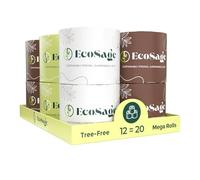 100% Bamboo Toilet Paper - 3 Ply 12 Mega Rolls (Equivalent to 20 Regular Rolls) | Highly Absorbent, Hypoallergenic, FSC-Certified | Eco-friendly,Sustainable, 360 Sheets per Roll, Eco-Conscious Choice