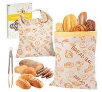 100% Beeswax Bread Bags, Reusable Beeswax Bread Bags for Freezer & Refrigerator, 43cm×33cm Natural Storage Bags for Sourdough & Artisan Loaves (E)