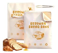 100% Beeswax Bread Bags, Reusable Beeswax Bread Bags for Freezer & Refrigerator, 43cm×33cm Natural Storage Bags for Sourdough & Artisan Loaves (K)