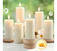 100% Beeswax Candles,Unscented White Bee Wax Candle,2x4 Inch,6 Pack,258 H | Non Toxic, pure & natural wax,organic,long burning,smokeless,clean burn,dripless candle bulk for home,prayer,church,dinner