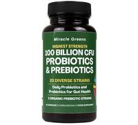 100 Billion CFU Probiotics - 20 Unique Strains + Organic Prebiotics | Gut Health, PH Balance, and Digestion | Scientifically Proven Probiotics for Women and Men - 60 Day Supply - Made in The UK