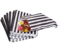 100 Black 5" x 7" Striped Candy Sweet Paper Bags | Wedding Buffet Favour Cake Gift Pick n Mix Shop | Premium Quality UK Made