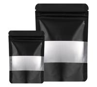 100 Black Mylar Bags - 50 Each of 10x15cm & 12x20cm - Smell Proof, Resealable Heat Seal Baggies - Sweet Pouches for Spices, Sweets, Food Storage, Jewellery, Party Favors & Gifts