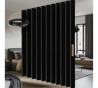 100% Blackout Accordion Room Divider Curtains - with Flexible Ceiling Track Total Privacy Sound Proof Curtains Suitable for Bedroom Patio Sliding Door(Black, W100 x L96, 1 Pack)