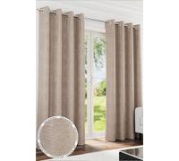 100% Blackout Chenille Curtains - Thermal/Energy Saving Pair with Eyelets For Living Room & Bedrooms Enhanced Living Light Sand 168cm width x 229cm drop
