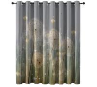 100% Blackout Curtain W 66" x L 90" (2 Panels), Grey Thermal Insulation Noise Reducing Curtains with Abstract Dandelions Weeds Printing - for Kitchen Living Room Children's Room