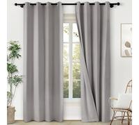 100% Blackout Curtains 84" Long Silver Grey Linen Drapes for Bedroom Living Room Kids RoomSoft Flax Full Light Blocking Window Panels with Tieback 72" W x 84" L Single Panel
