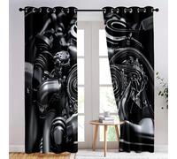 100% Blackout Curtains Engines And Mechanical Devices, Eyelet Thermal Insulated Window Drapes for Bedroom Living Room, Noise Reducing Blackout Curtain Panels for Boys Girls, 46 x 90 Inch, Black White