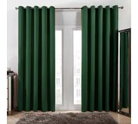 100% Blackout Curtains Eyelet 210 x 210 cm Super Soft Thermal Insulated Thermal Curtains for Bedroom Door Curtains 2 Panels for Window Home, Dark Green
